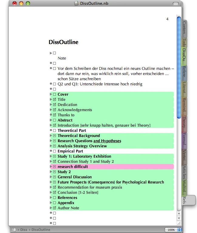 Example roadmap for a dissertation.